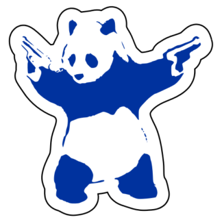 Guns Out Panda Sticker (Blue)